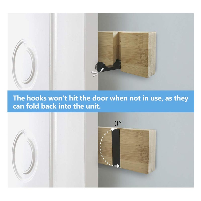 JSVER Wooden Coat Hooks Coat Rack Wall Mounted, Modern Coat Rack, Space-Saving Coat Hook with 4 Standard Retractable Hooks Hat Coat Hook for Entryway, Hallway, Bathroom, Living Room, Bedroom - Image 5